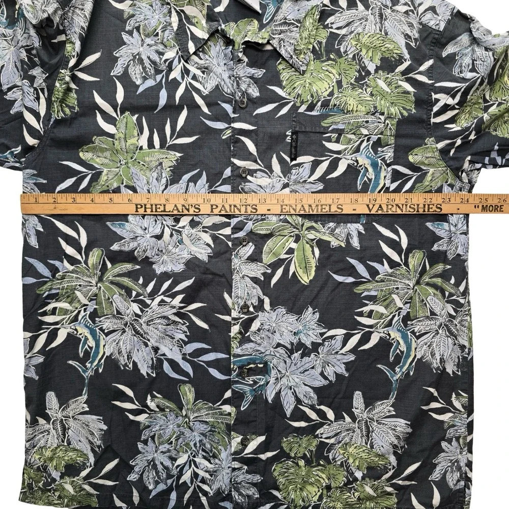 Columbia Tropical Hawaiian Shirt Floral‎ Cotton Black XL Men